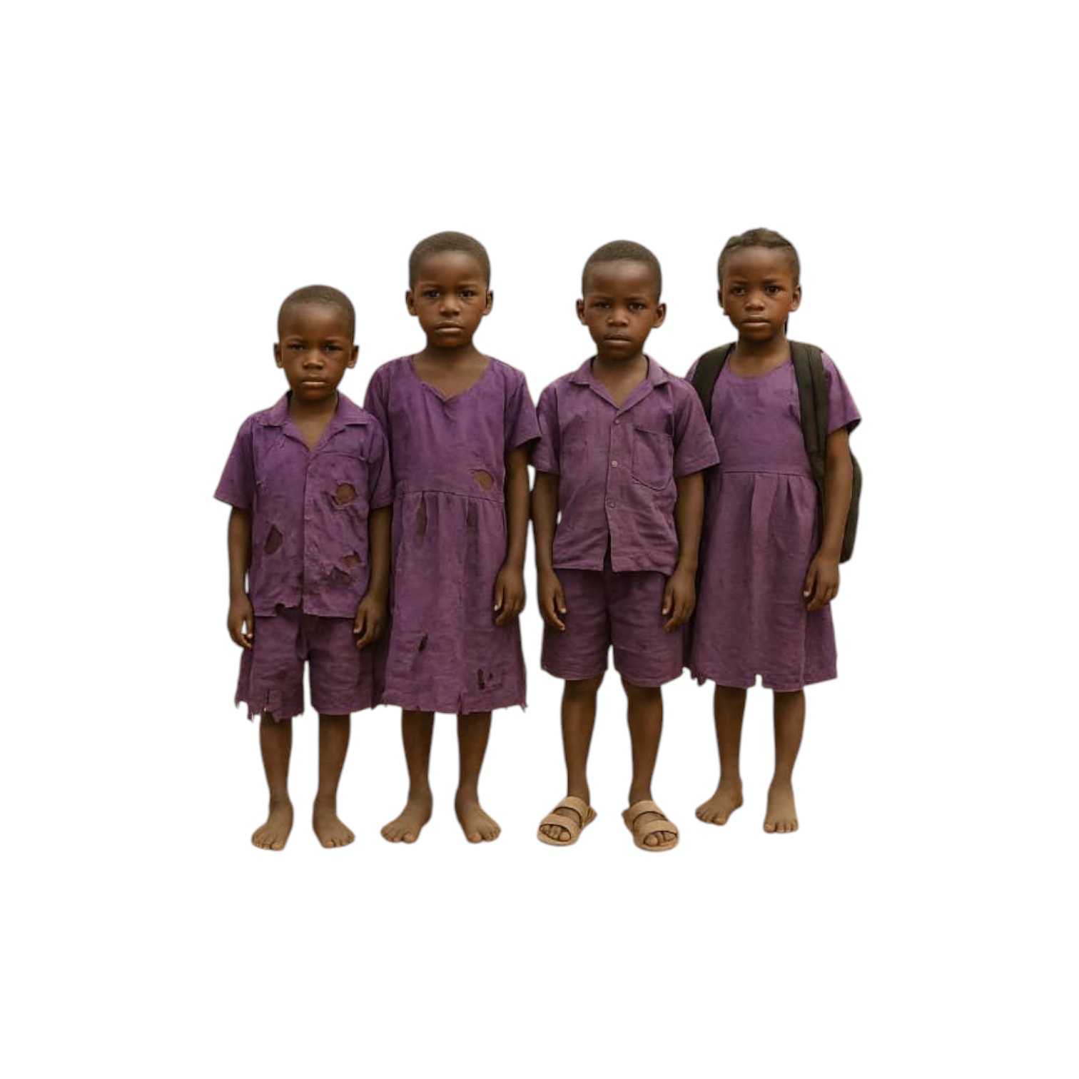 Children in purple uniforms
